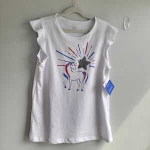 NWT Way to Celebrate! Girls XL 14-16 Americana Unicorn Tank Top Shirt Patriotic